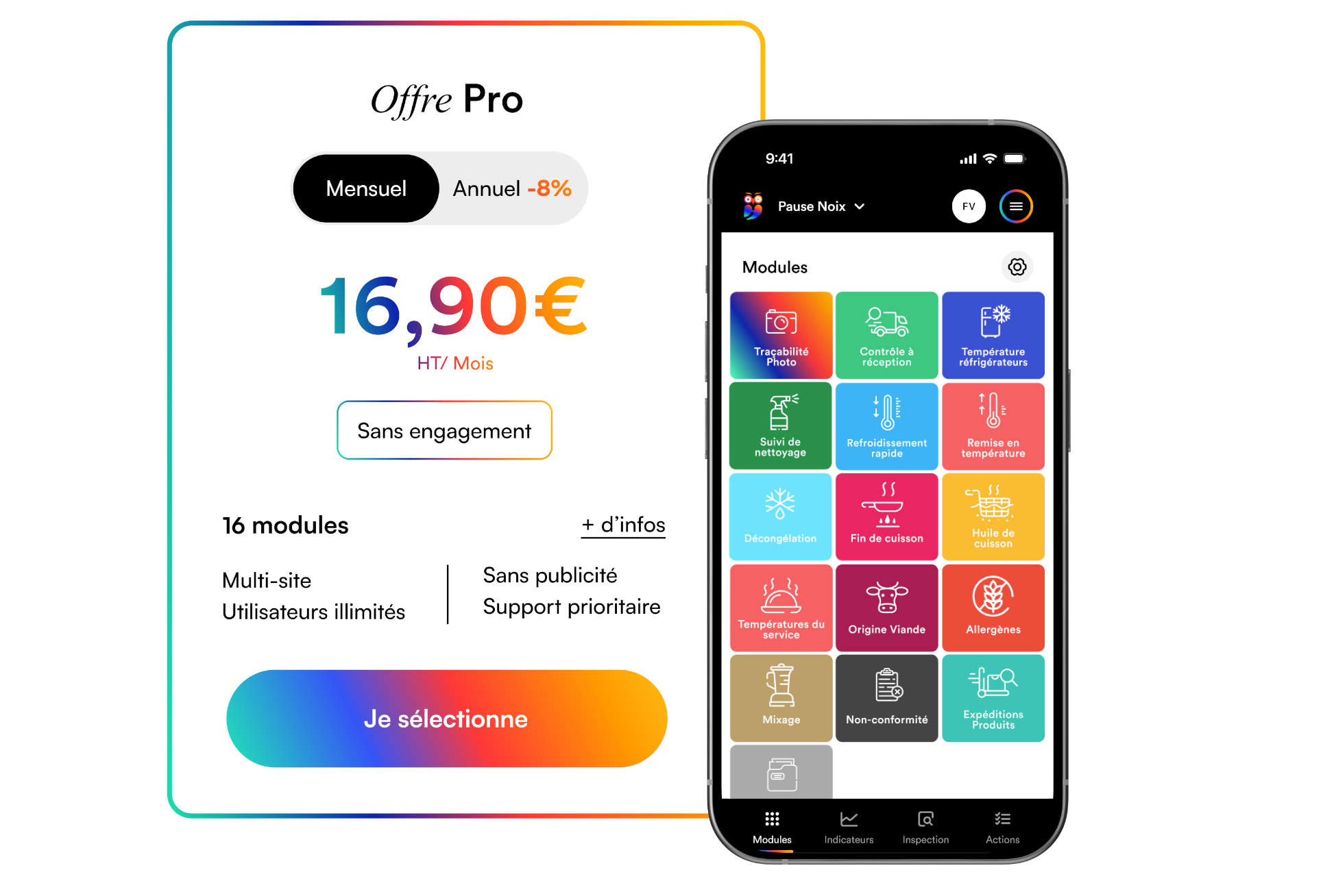 Offre professionnelle application haccp-facile 16€90 par mois